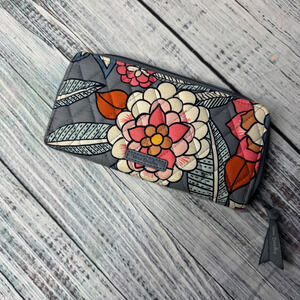 Vera Bradley Wallet Tropical Evening Zip Around Gray Multi Floral 8 x 4